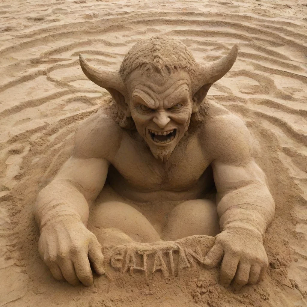 amazing satan sand sculpture awesome portrait 2