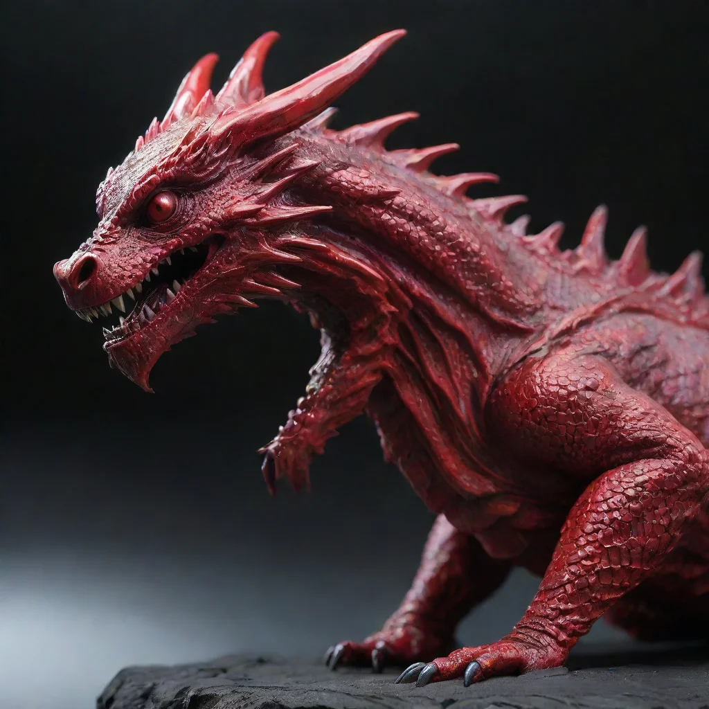 amazing scary dragon in red chrome color awesome portrait 2