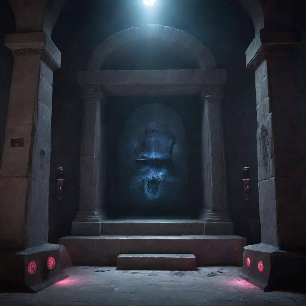 aiamazing scary tomb with speakers and stage with lazers and lights high resolution awesome portrait 2