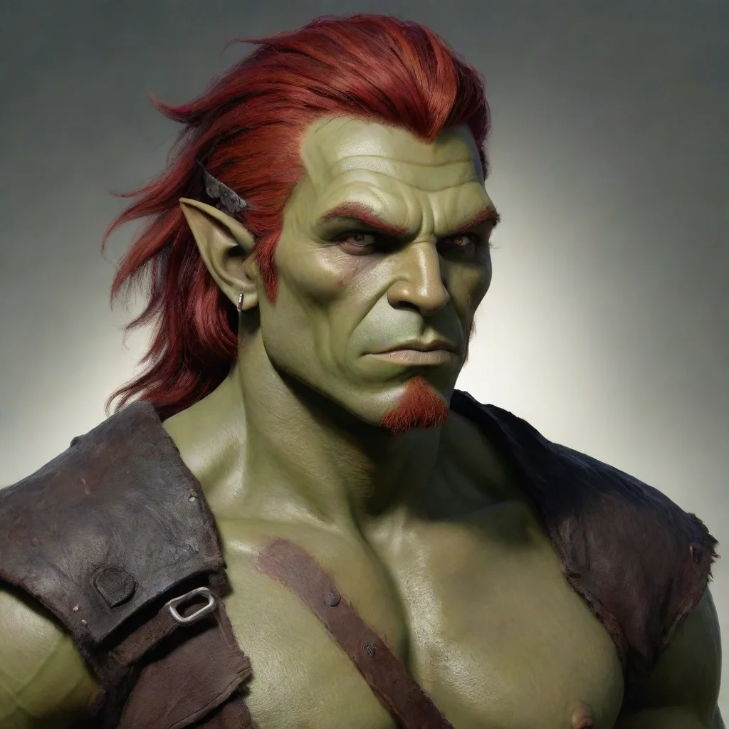 aiamazing seductive half orc male with red hair awesome portrait 2