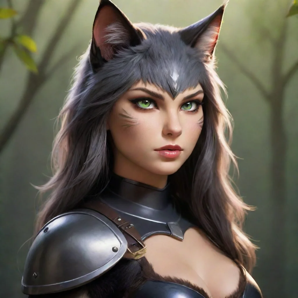 aiamazing seductive woman warrior cat awesome portrait 2