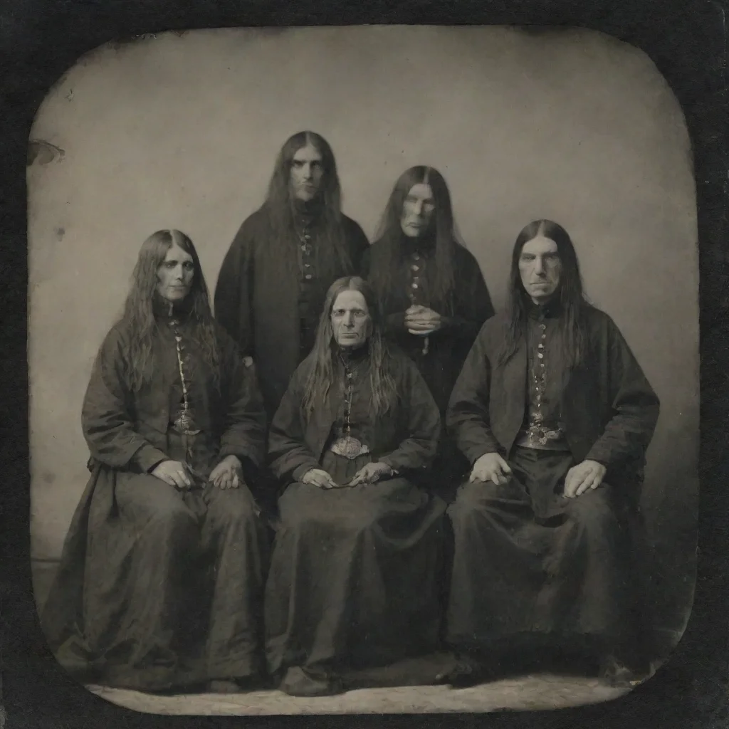 aiamazing senior citizen black metal band called shyla wqho album cover tintype 1900s awesome portrait 2
