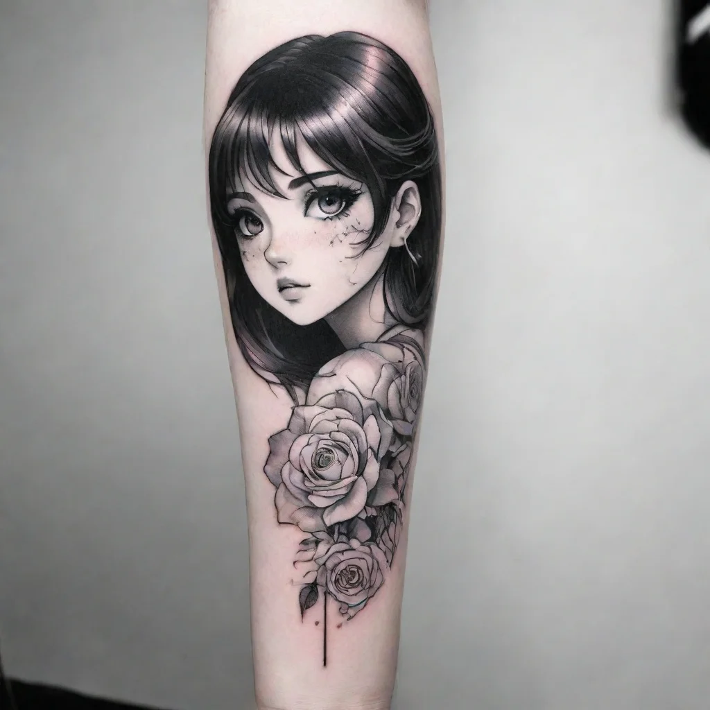 aiamazing she anime fine line black and white tattoo  awesome portrait 2