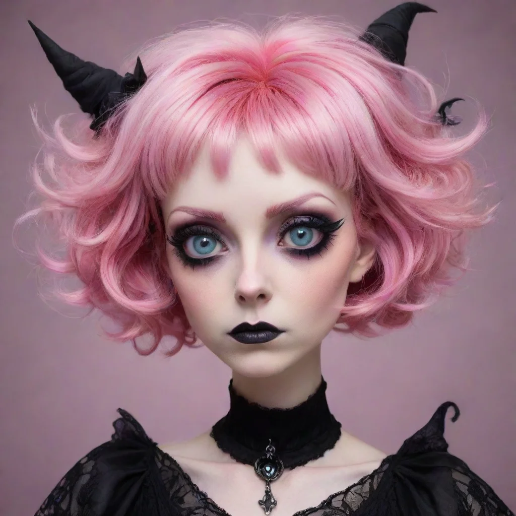aiamazing short pink hair%2C gothic witch%2C whimsical and fantastical%2C in the style of tim burton detailed awesome portrait 2
