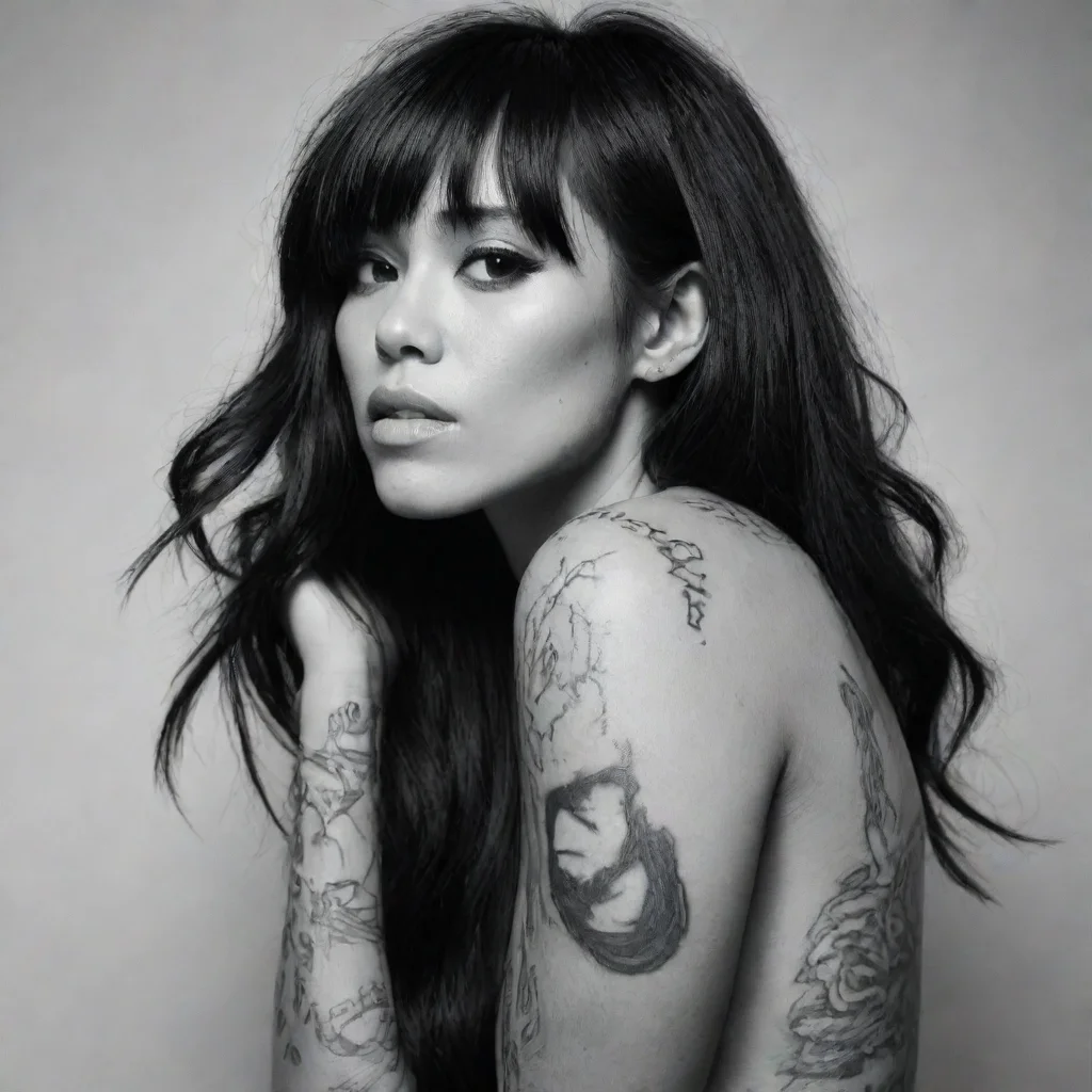amazing singer loreen fine line black and white tattoo  awesome portrait 2