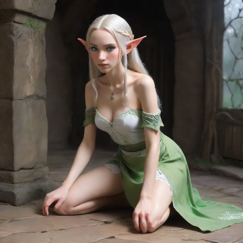 aiamazing skinny elven maid kneels down awesome portrait 2