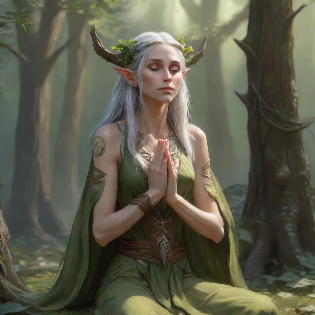 amazing skinny high elf female druid praying awesome portrait 2