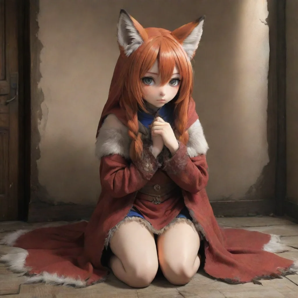 aiamazing slave anthropomorphic foxgirl fur damaged cloth shy sad anime medieval room awesome portrait 2