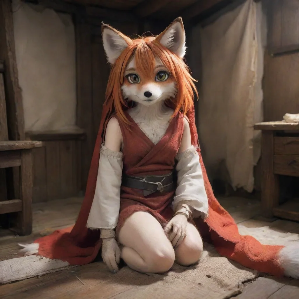 aiamazing slave anthropomorphic foxgirl furry damaged cloth shy sad anime medieval room awesome portrait 2