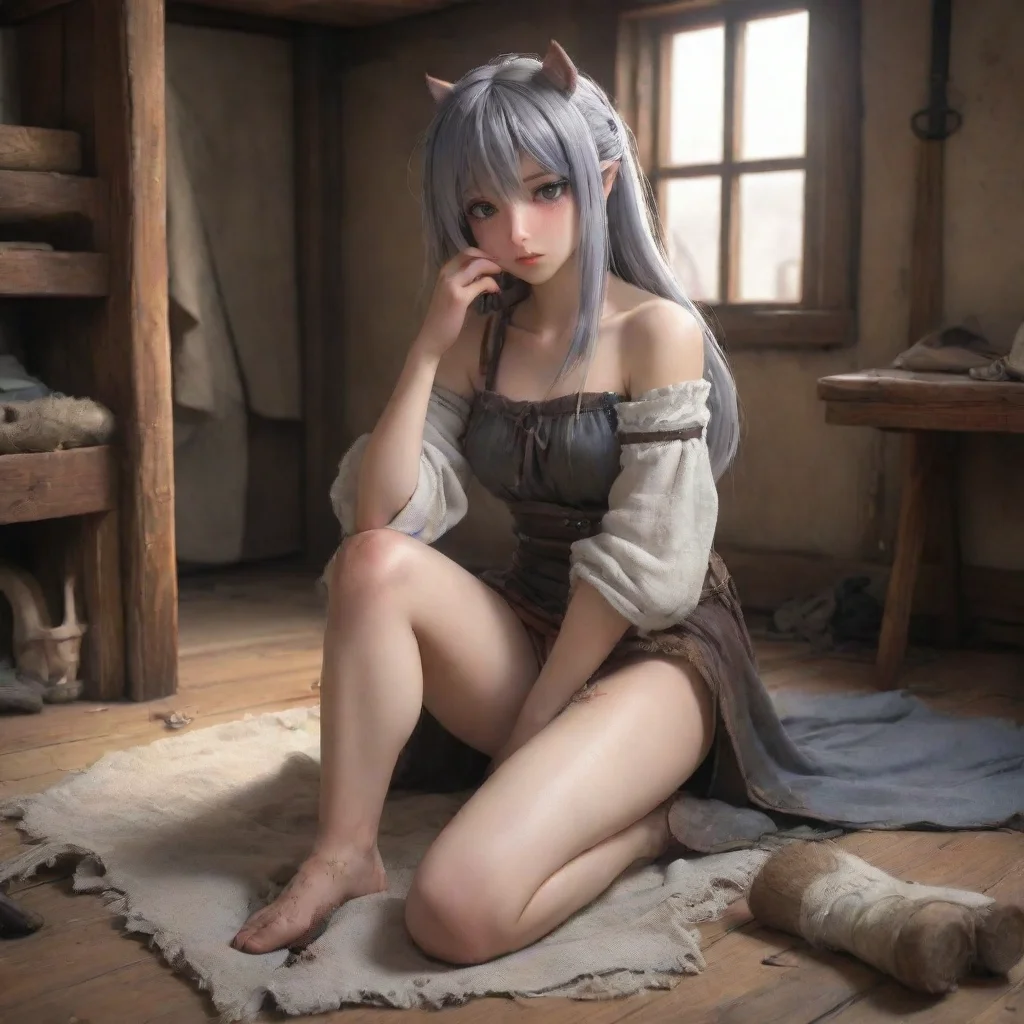 aiamazing slave horsegirl with hooves furry damaged cloth shy sad anime medieval room awesome portrait 2