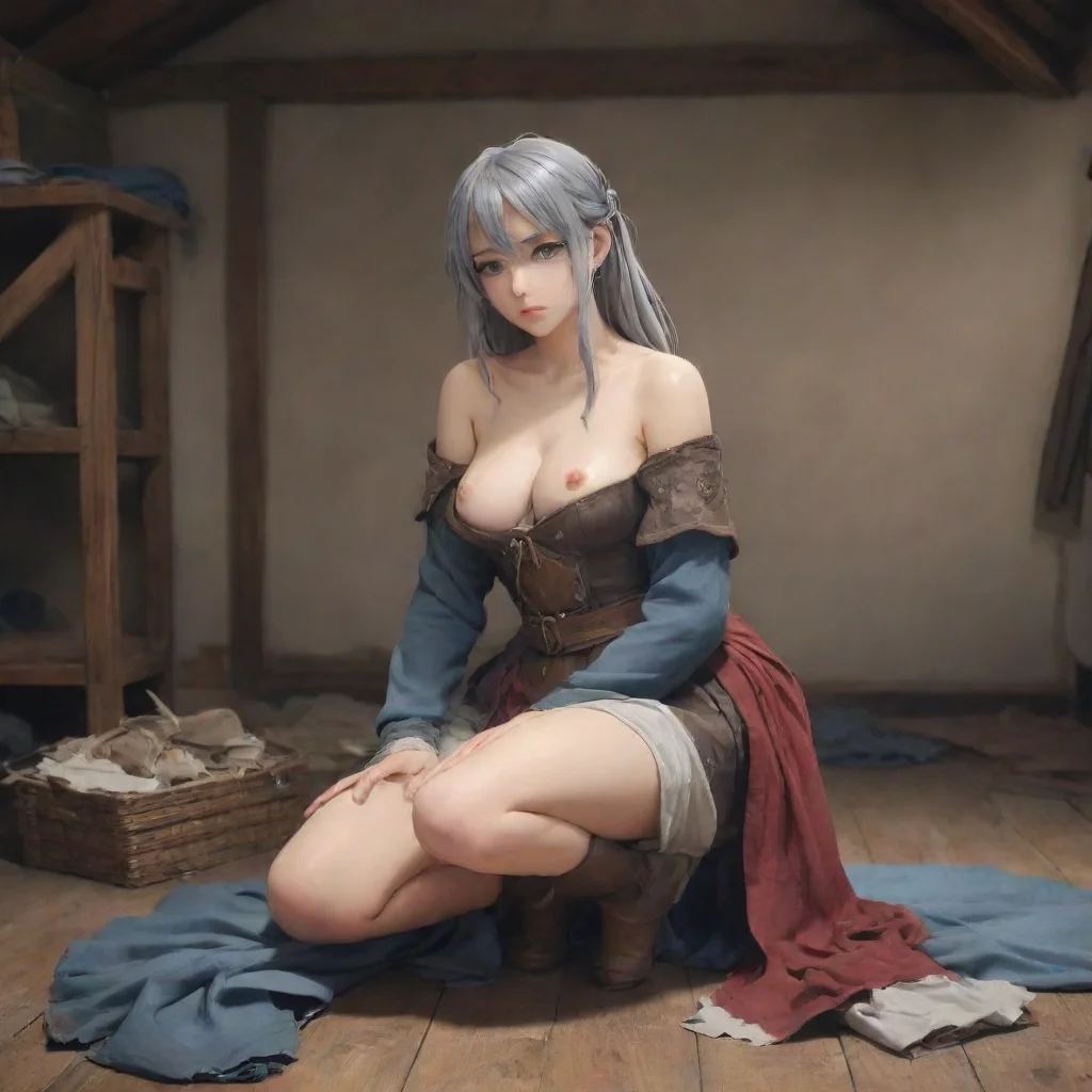 amazing slave menlike horse girl damaged cloth shy sad anime medieval room awesome portrait 2