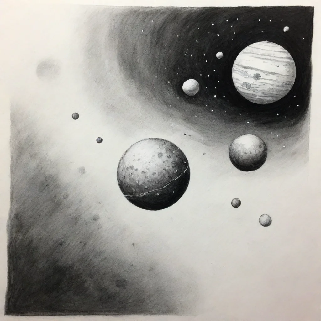 amazing small spacehip planets ink drawing awesome portrait 2