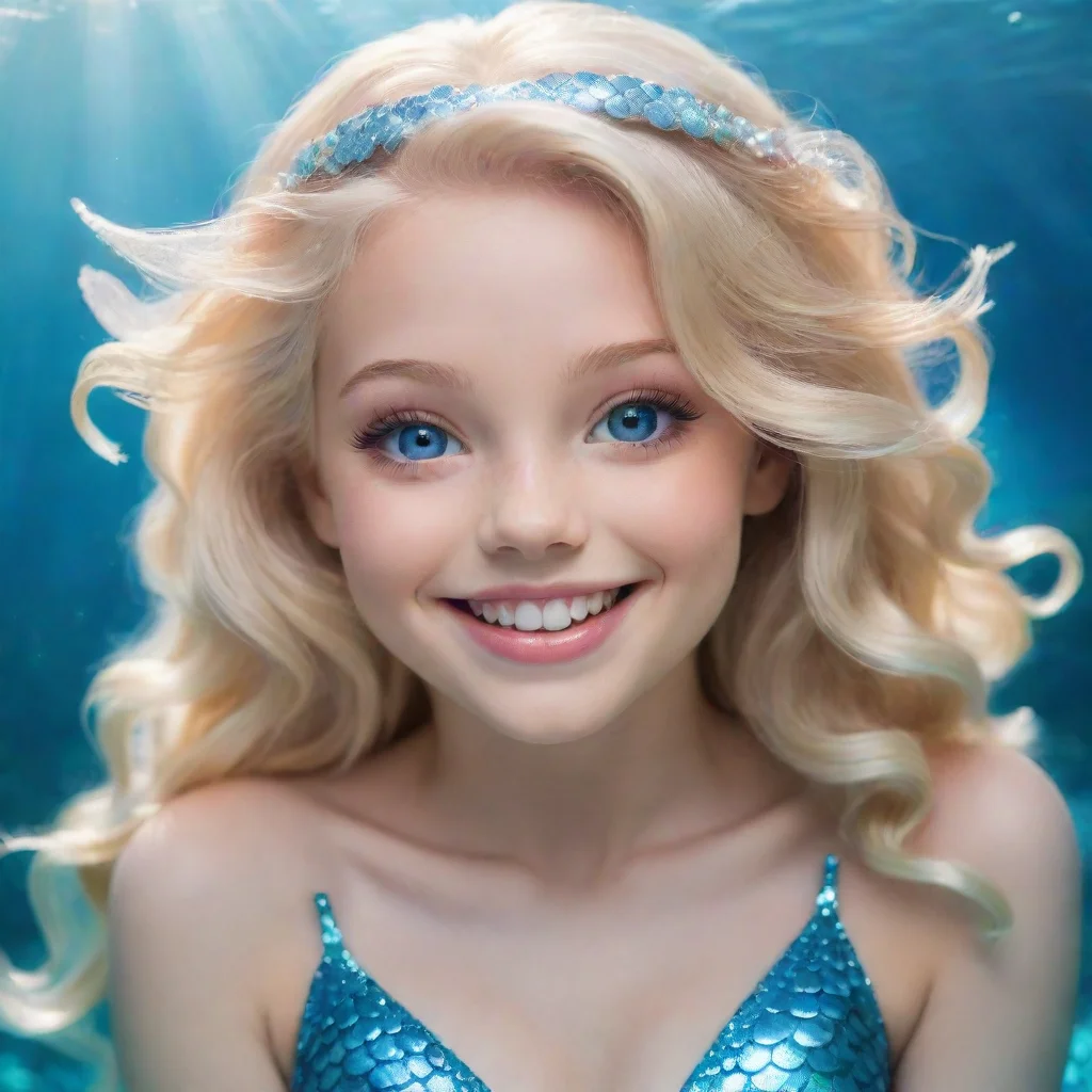 aiamazing smiling blonde angel mermaid with blue eyes smiling awesome portrait 2