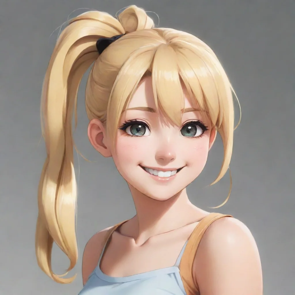 aiamazing smiling blonde anime girl with a ponytail awesome portrait 2