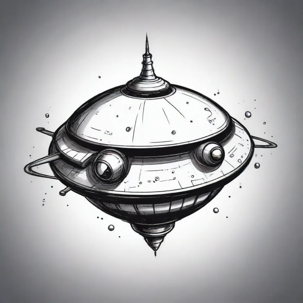 amazing spheric small spaceship ink cartoon style art   awesome portrait 2