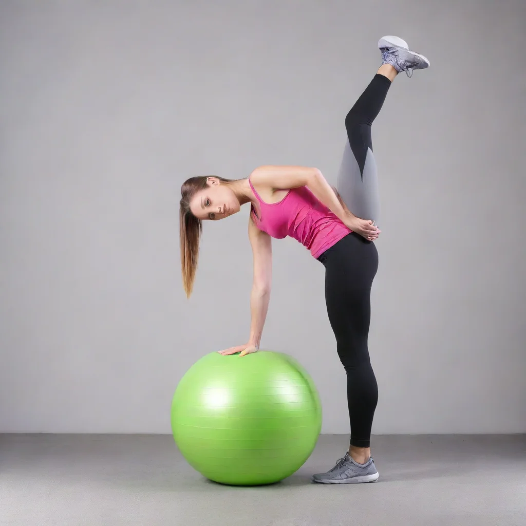aiamazing sport woman try to balance while standing on ball awesome portrait 2