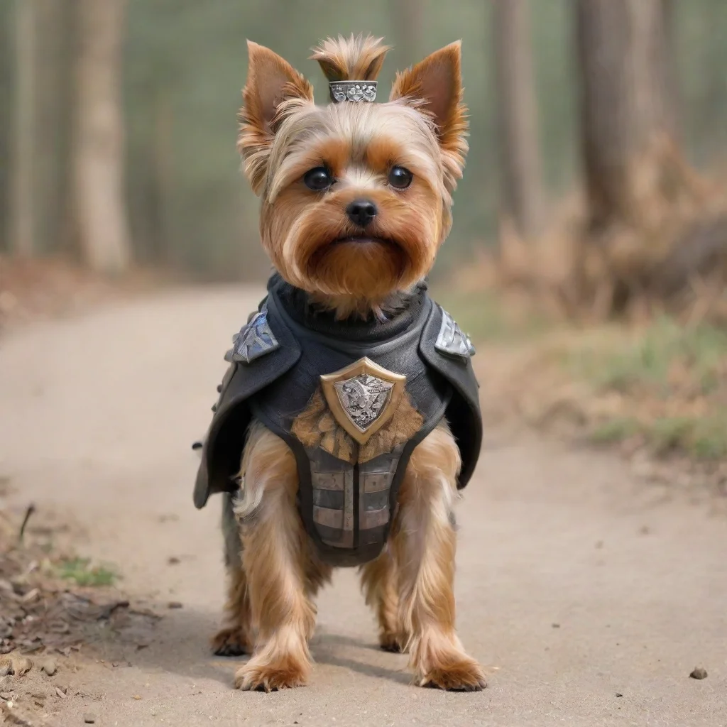 aiamazing standing  yorkshire terrier as a 300 movie spartan warrior awesome portrait 2