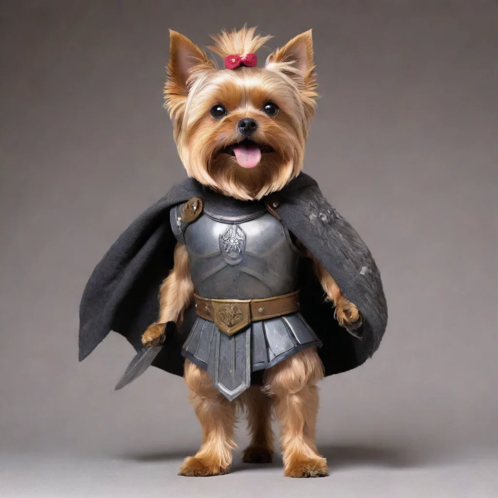 amazing standing  yorkshire terrier as a spartan warrior awesome portrait 2