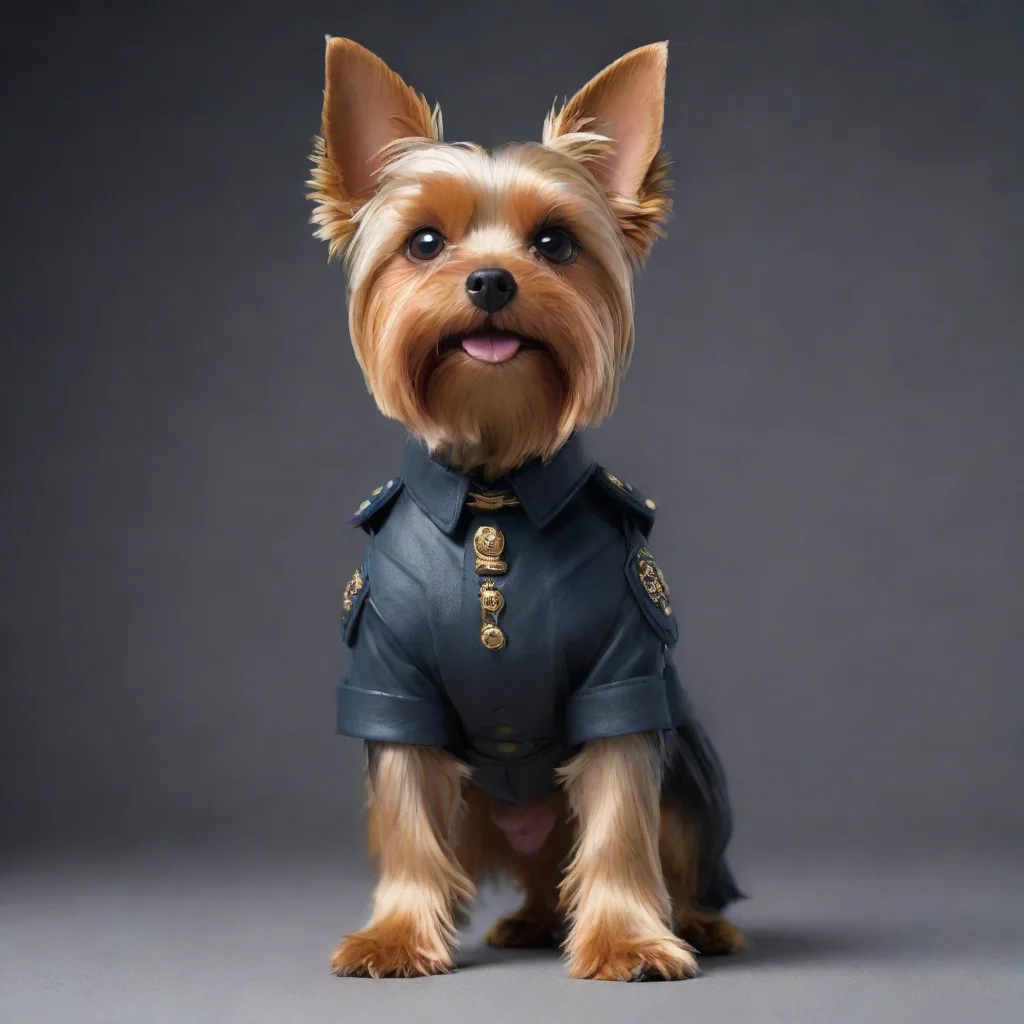 amazing standing on two feet yorkshire terrier trooper staring directly into the camera in focus concept art ultra detailed trending on artstation 35mm awesome portrait 2