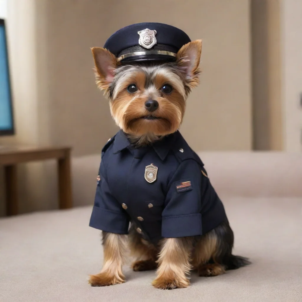 amazing standing yorkshire terrier as an american tv cop awesome portrait 2