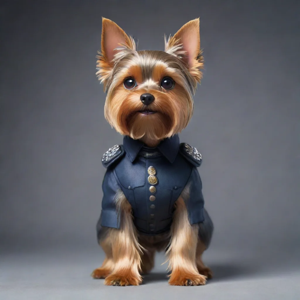 amazing standing yorkshire terrier trooper staring directly into the camera in focus concept art ultra detailed trending on artstation 35mm awesome portrait 2