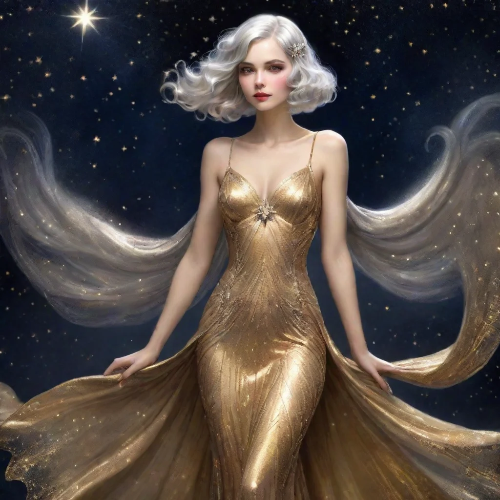 aiamazing star goddess silver hair fantasy art night golden dress good looking trending fantastic 1920s awesome portrait 2