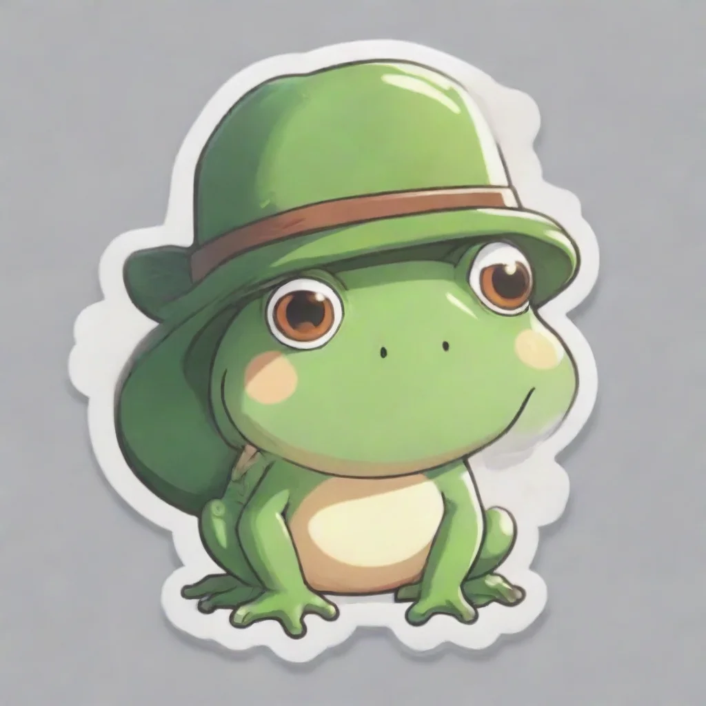 aiamazing sticker of anime frog wearing hat%2C white outline awesome portrait 2