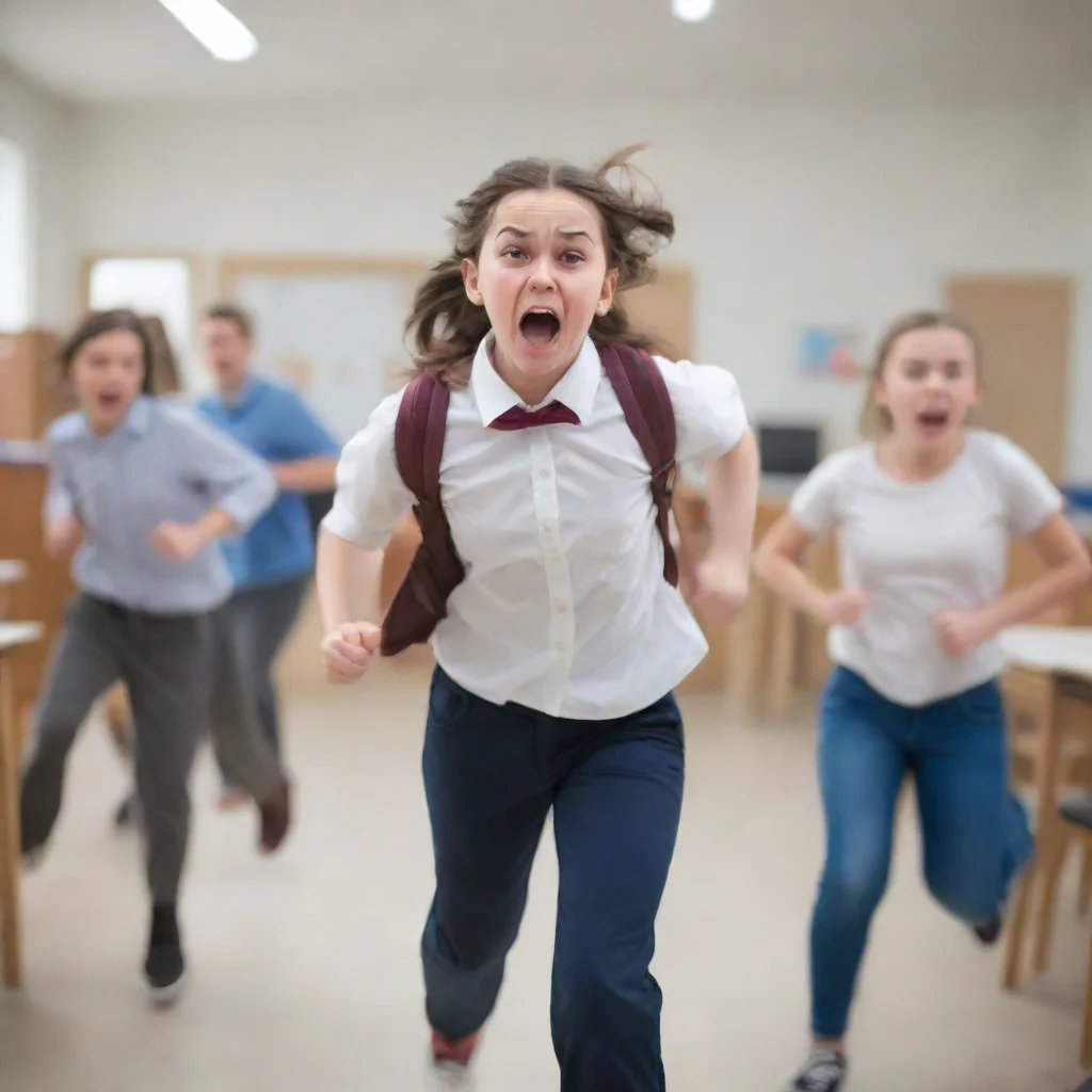 aiamazing student with furious face running at the teacher awesome portrait 2