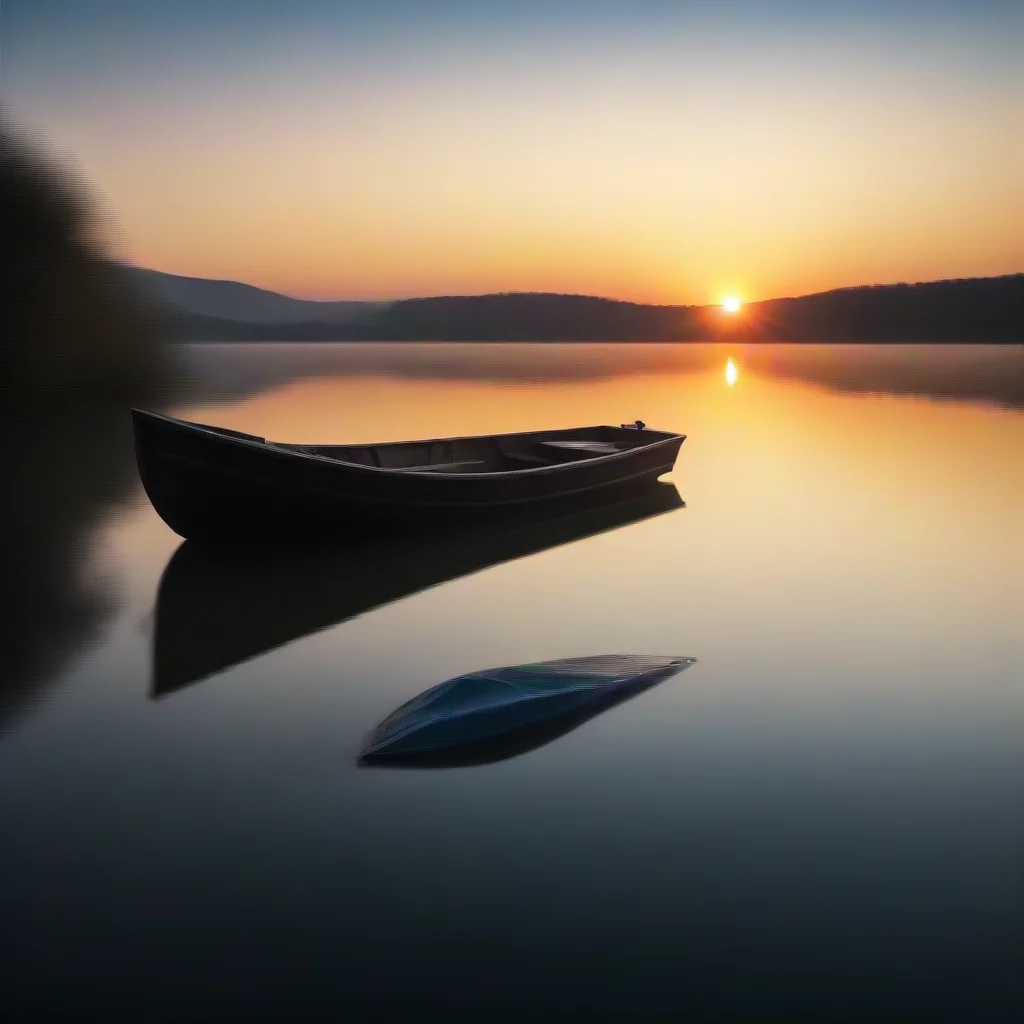 amazing sunrise with a boat in a lake  awesome portrait 2