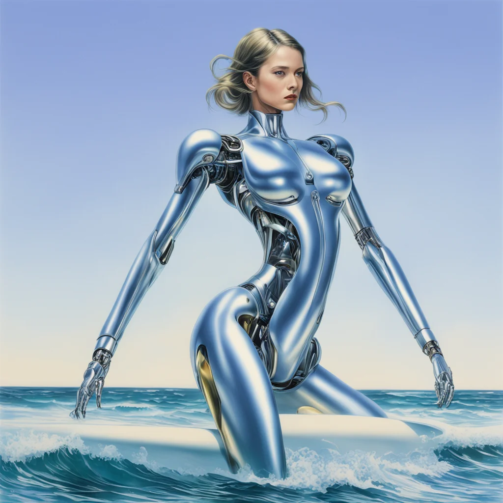aiamazing surfing robot woman by hajime sorayama %E2%80%94h 350 awesome portrait 2