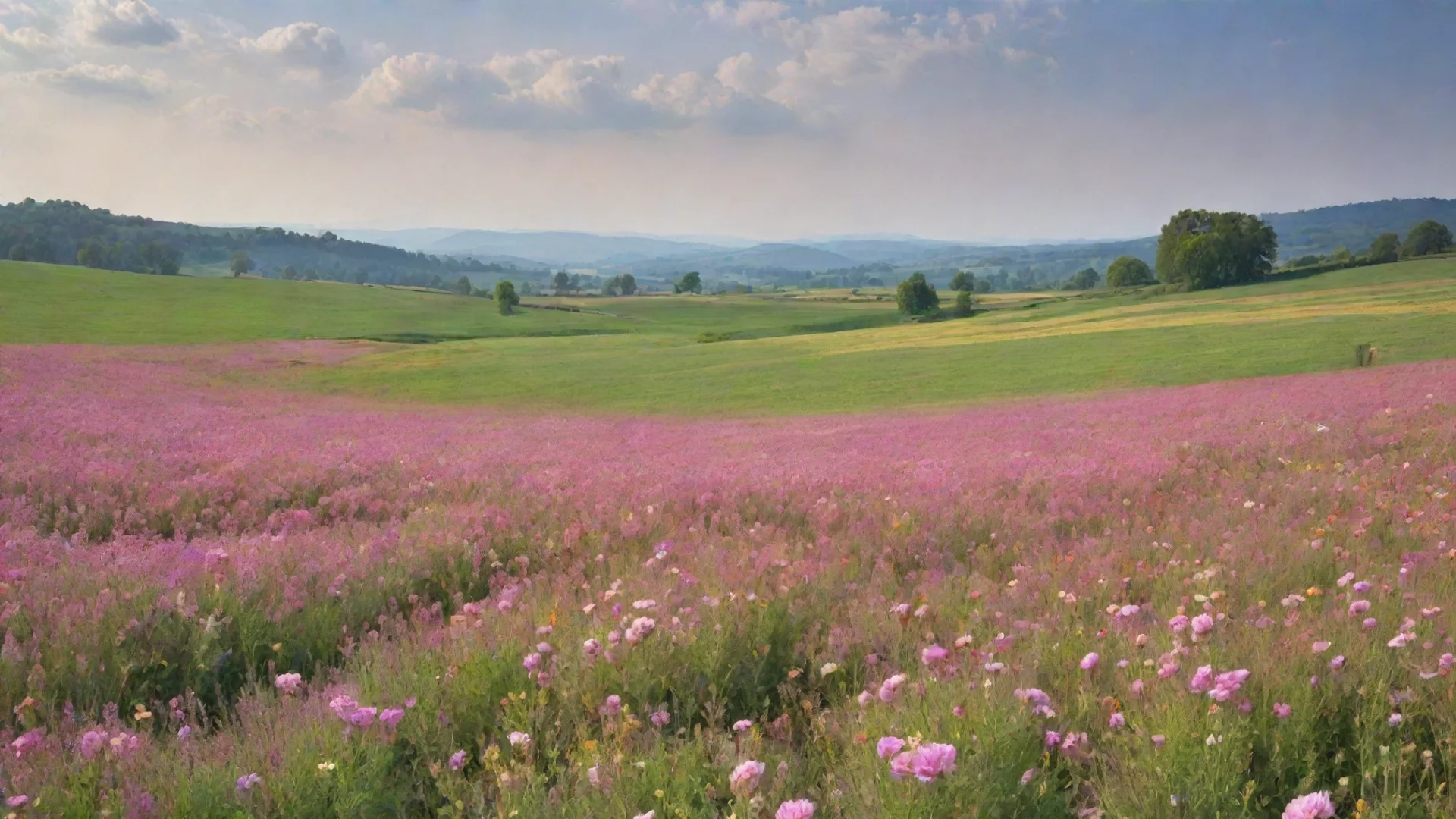aiamazing sweeping landscape fields of flowers peaceful relaxing awesome portrait 2 wide