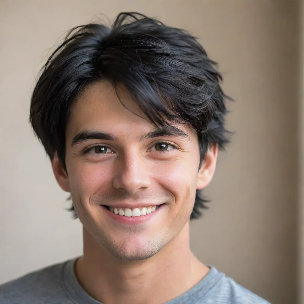 amazing sweet guy with black hair and a mischievous smile  awesome portrait 2