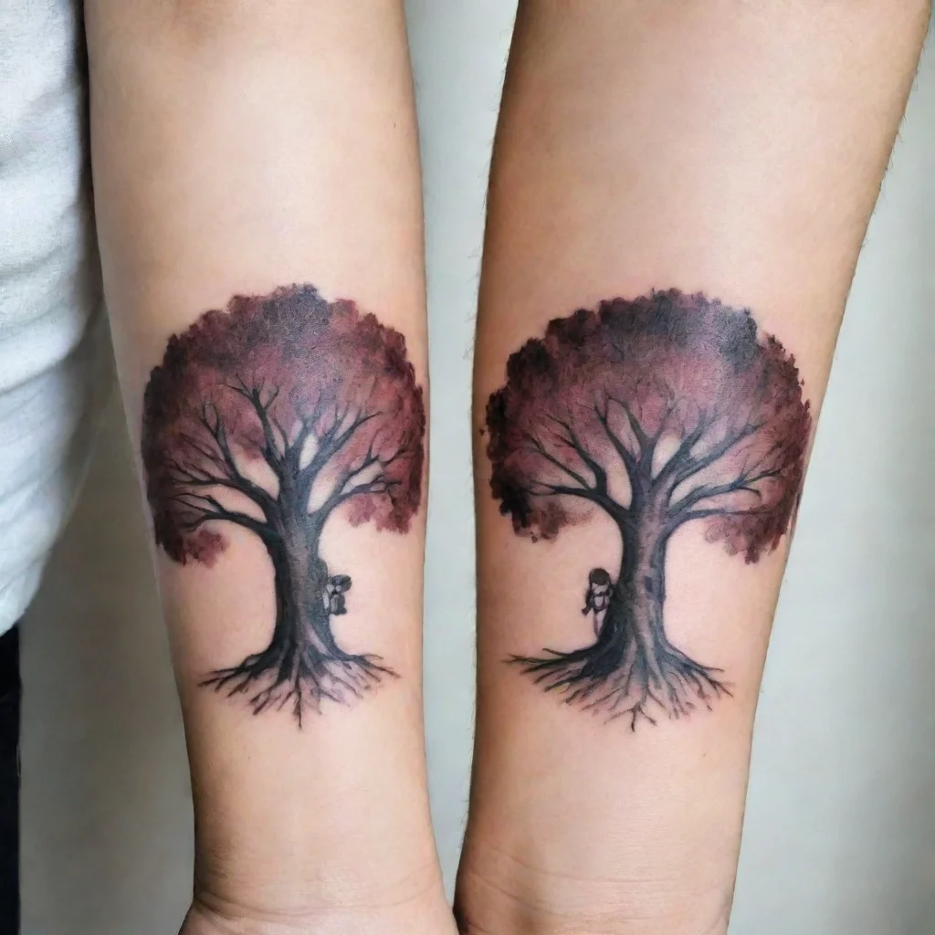 aiamazing tattoo for couple with trees chilren awesome portrait 2