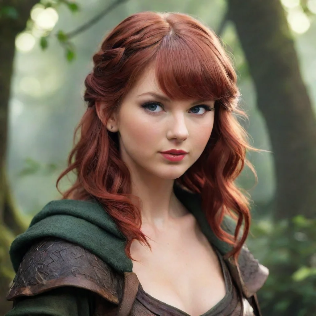 amazing taylor swift as a druid rogue dnd short red hair beautiful petite symmetrical face smirking mischiev awesome portrait 2