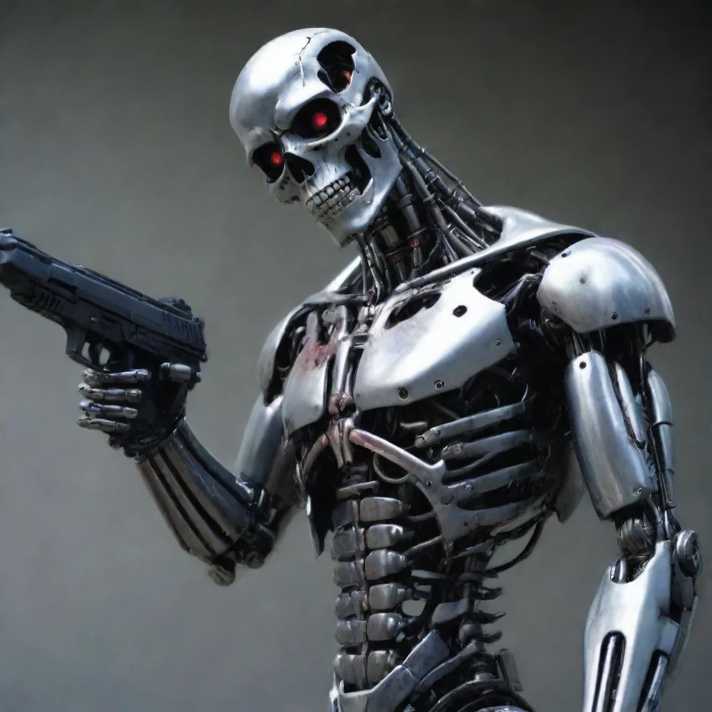 amazing terminator bot kill bot robot death skullface scary deadly gun arm hd aesthetic trending omg awesome portrait 2