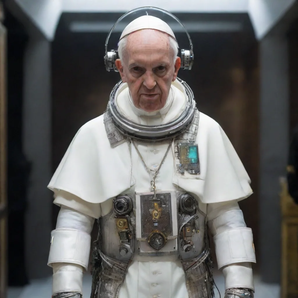 amazing the pope dressed in a cyberpunk space suit awesome portrait 2