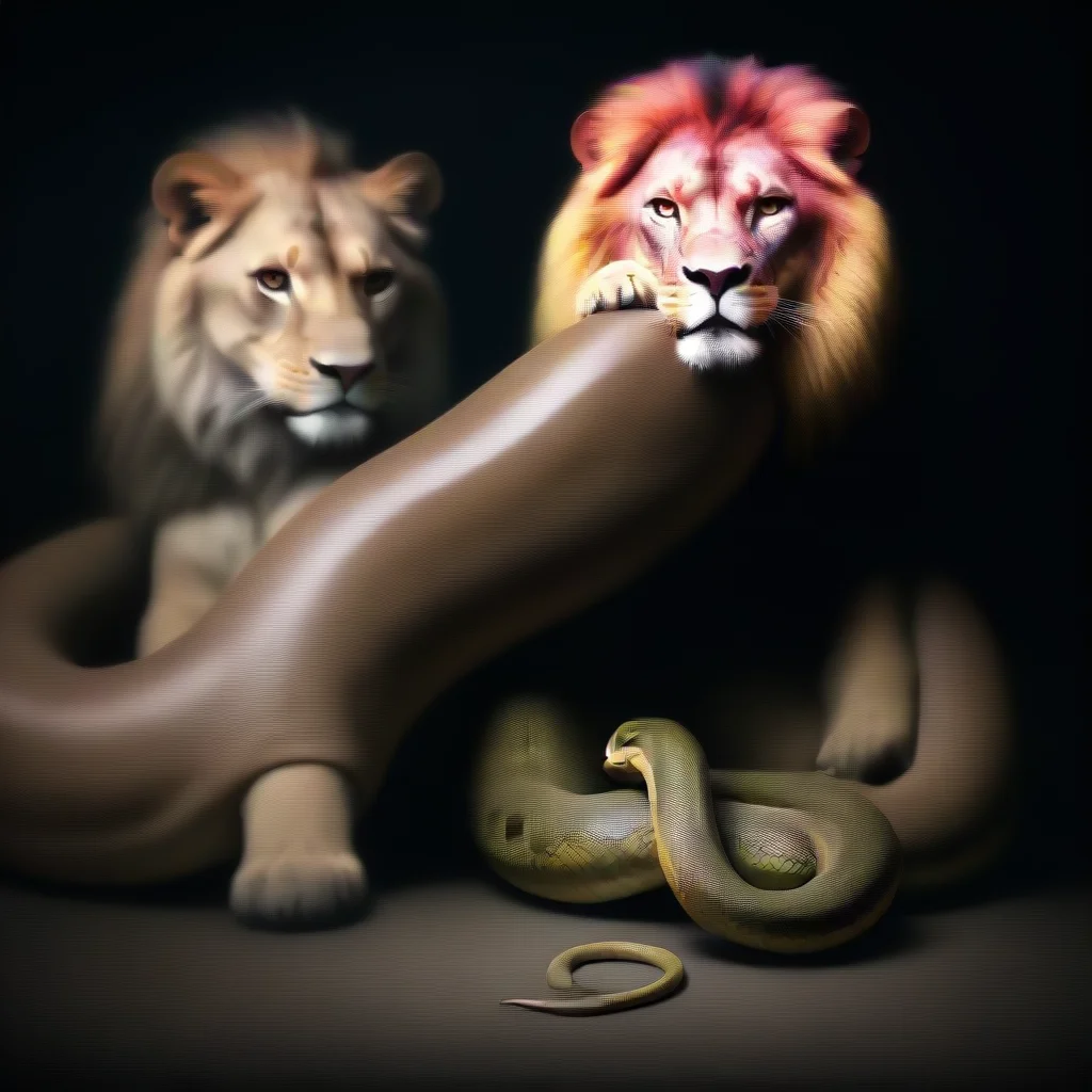 amazing the snake and lion awesome portrait 2