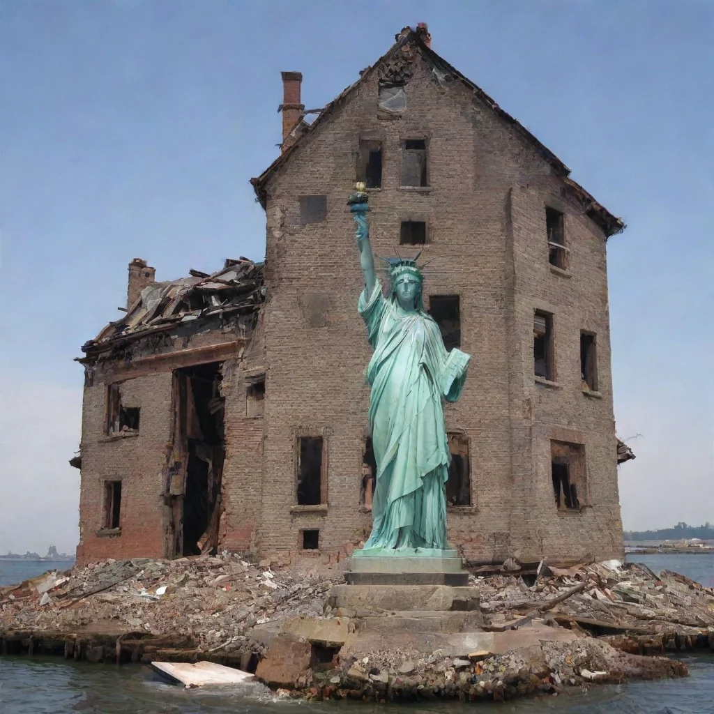 amazing the statue of liberty was destroyed and the remains turned into a house awesome portrait 2