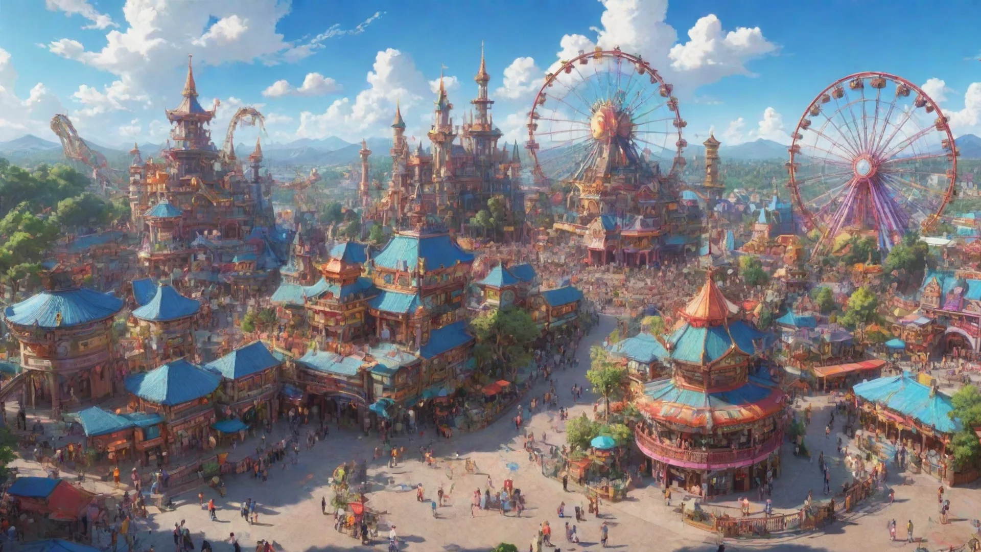 aiamazing theme park artistic colorfull happy amazing anime stylized detailed cartoon hd aesthetic awesome portrait 2 wide