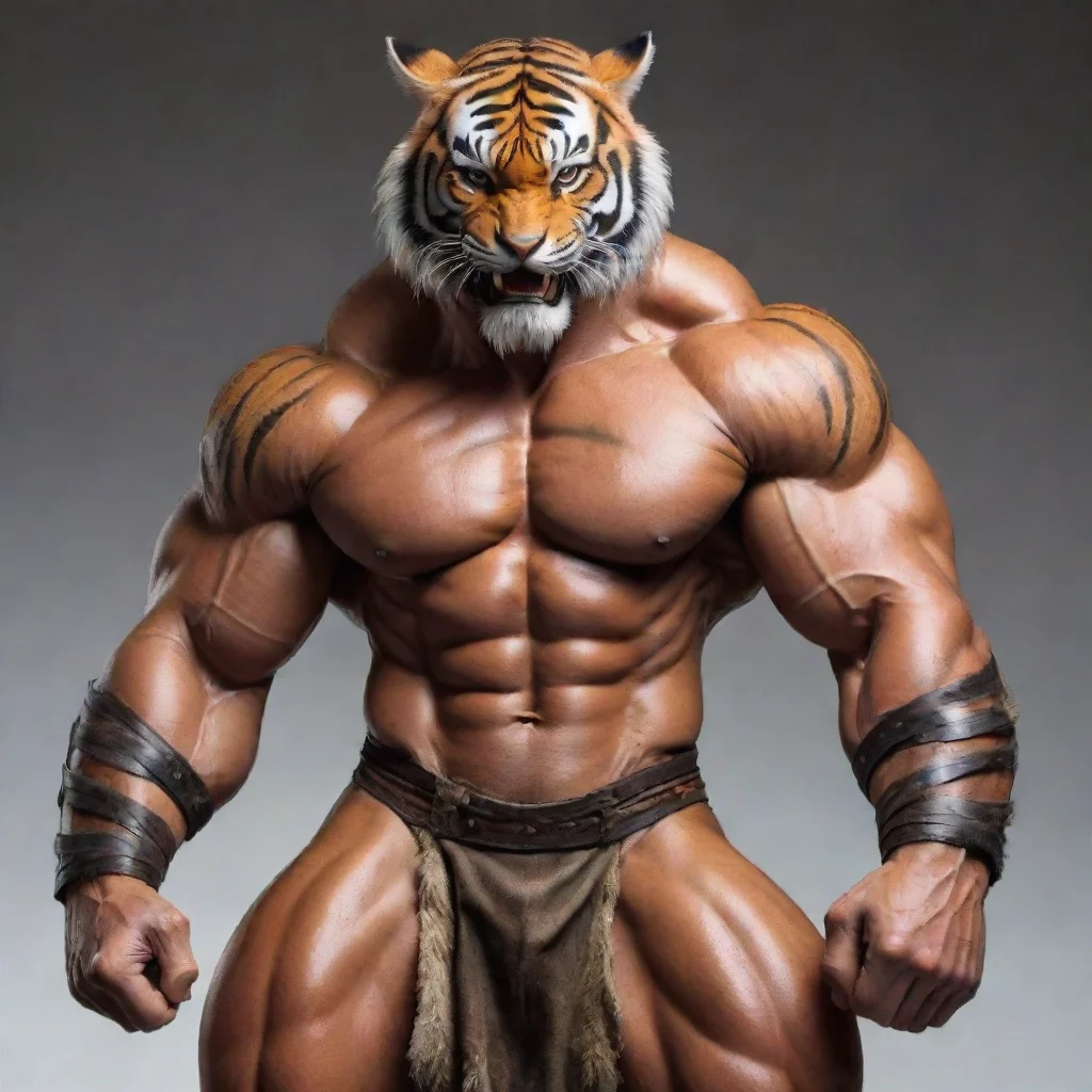 aiamazing tiger man warrior muscular awesome portrait 2