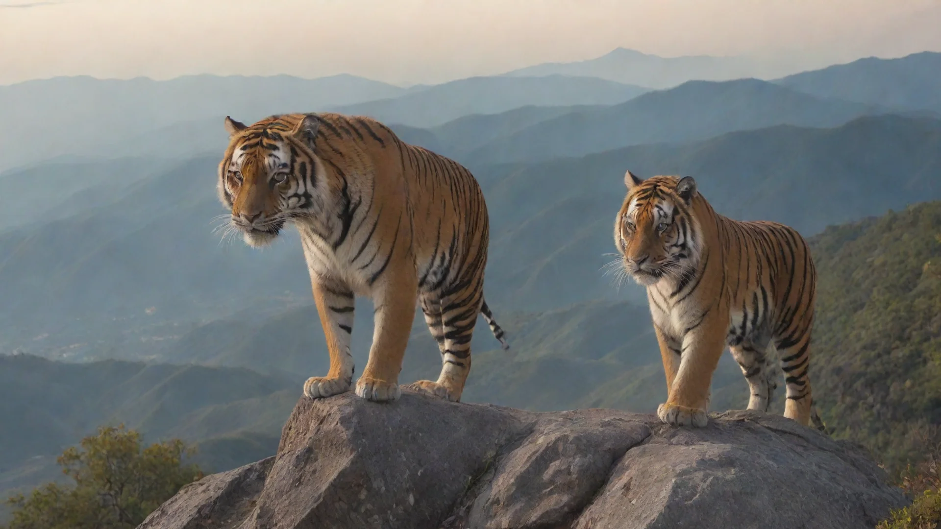 aiamazing tiger on a mountain awesome portrait 2 wide