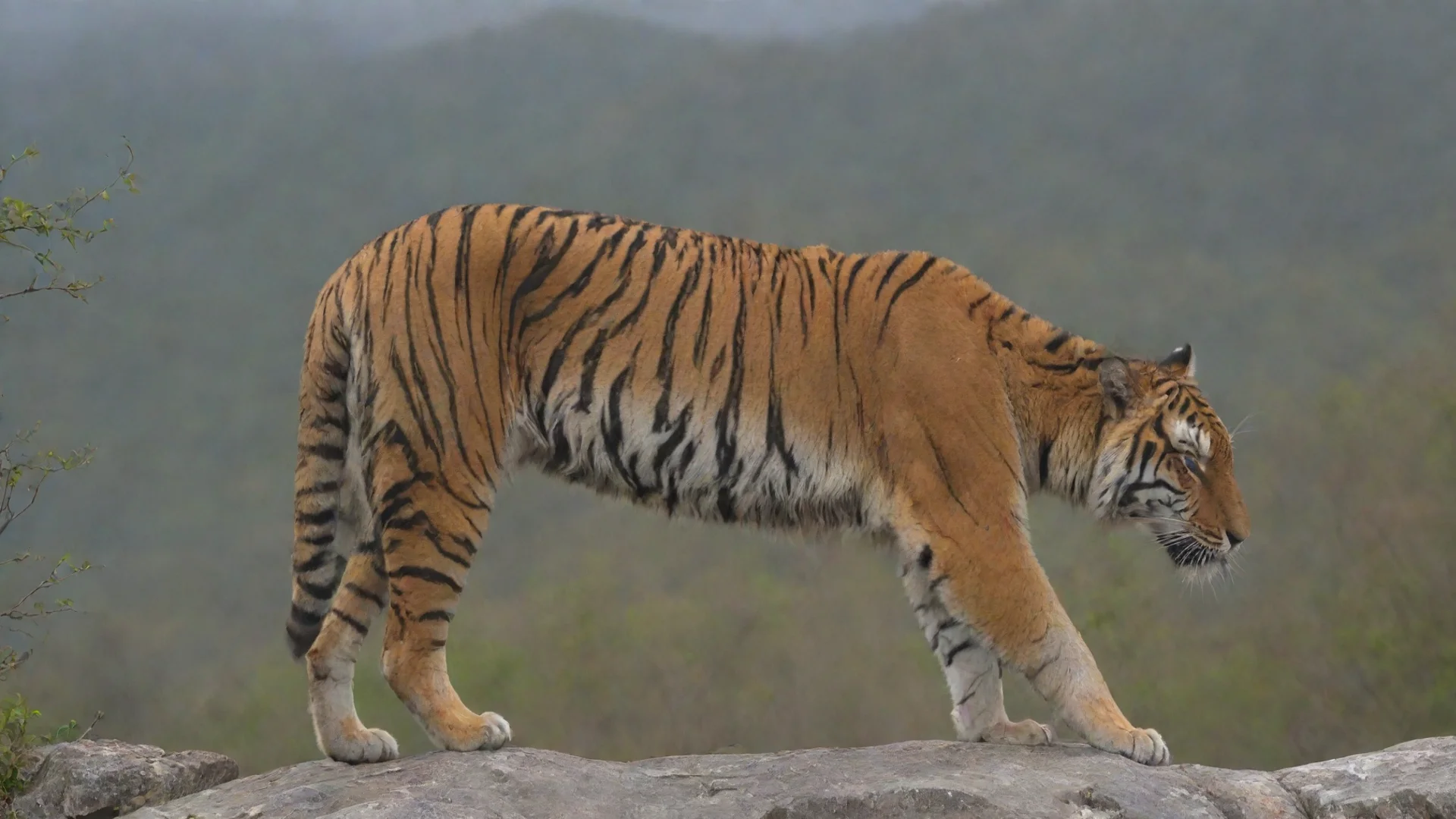 aiamazing tiger ona mountain awesome portrait 2 wide