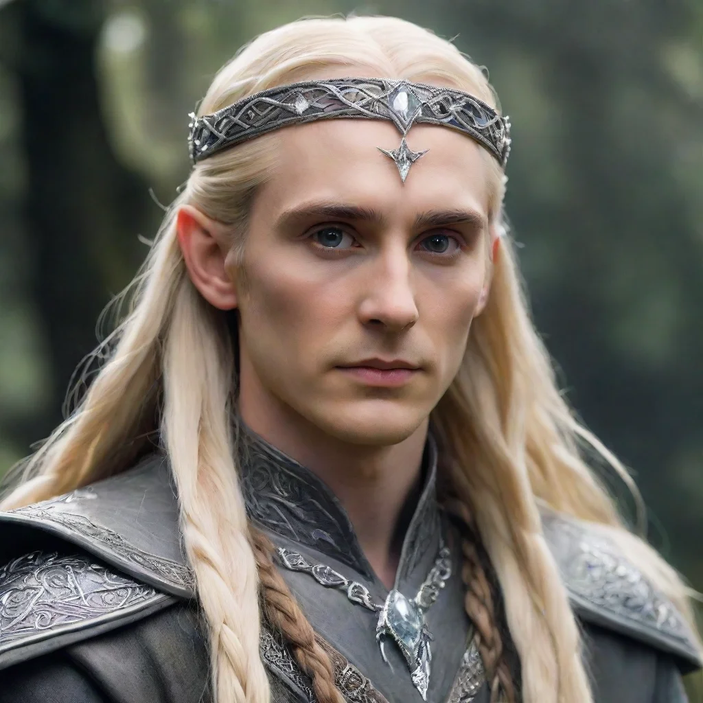 aiamazing tolkien king thranduil with blond hair and braids wearing silver elvish circlet with diamonds  awesome portrait 2