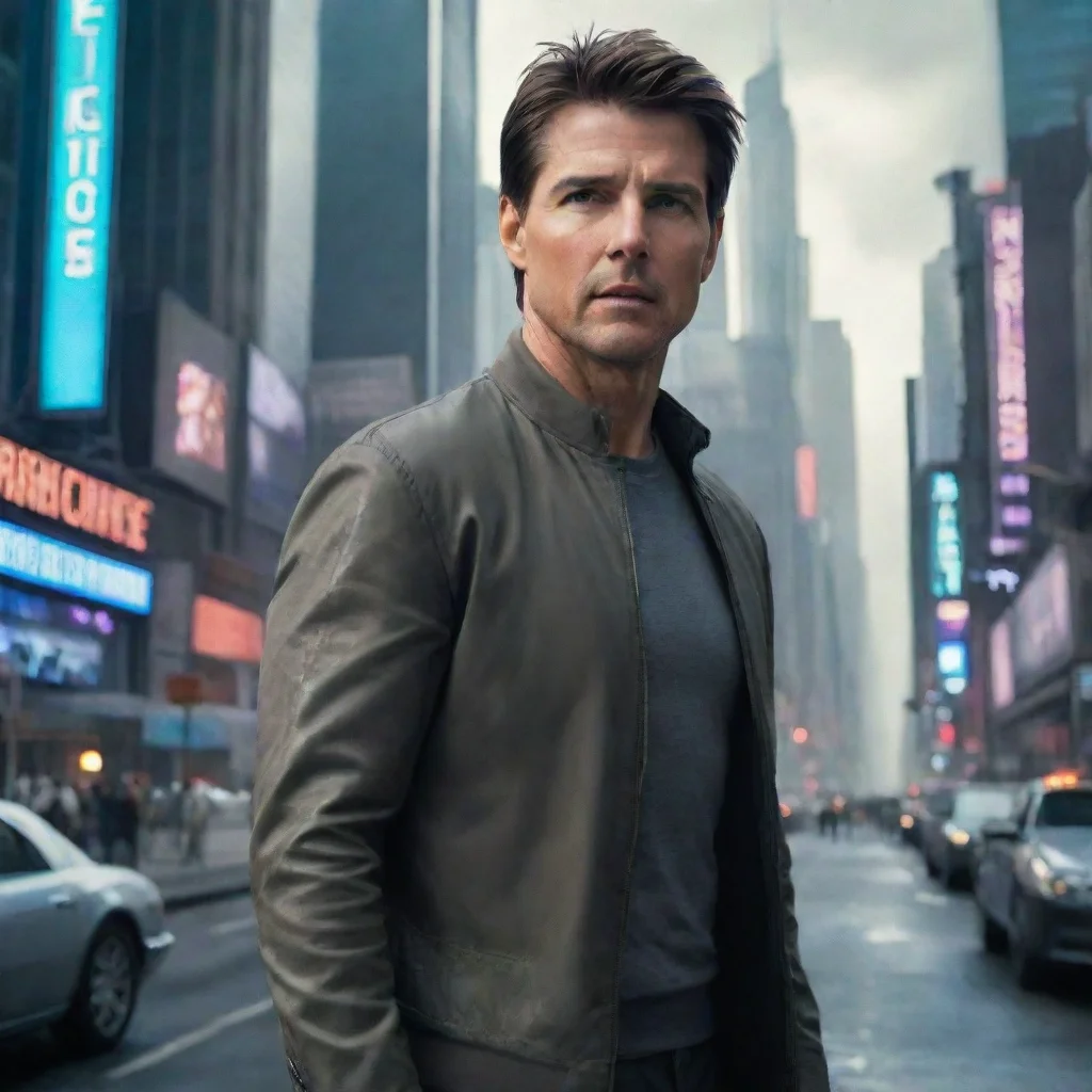 amazing tom cruise in a futuristic city awesome portrait 2