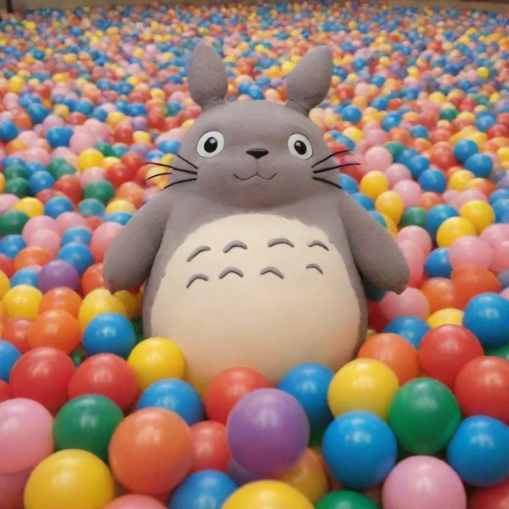 aiamazing totoro from studio ghibli standing in a ball pool awesome portrait 2