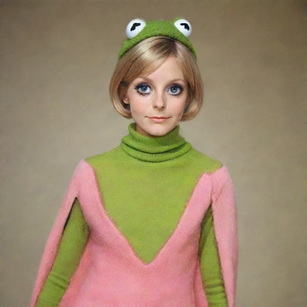 amazing twiggy style 60s fashion kermit the frog awesome portrait 2