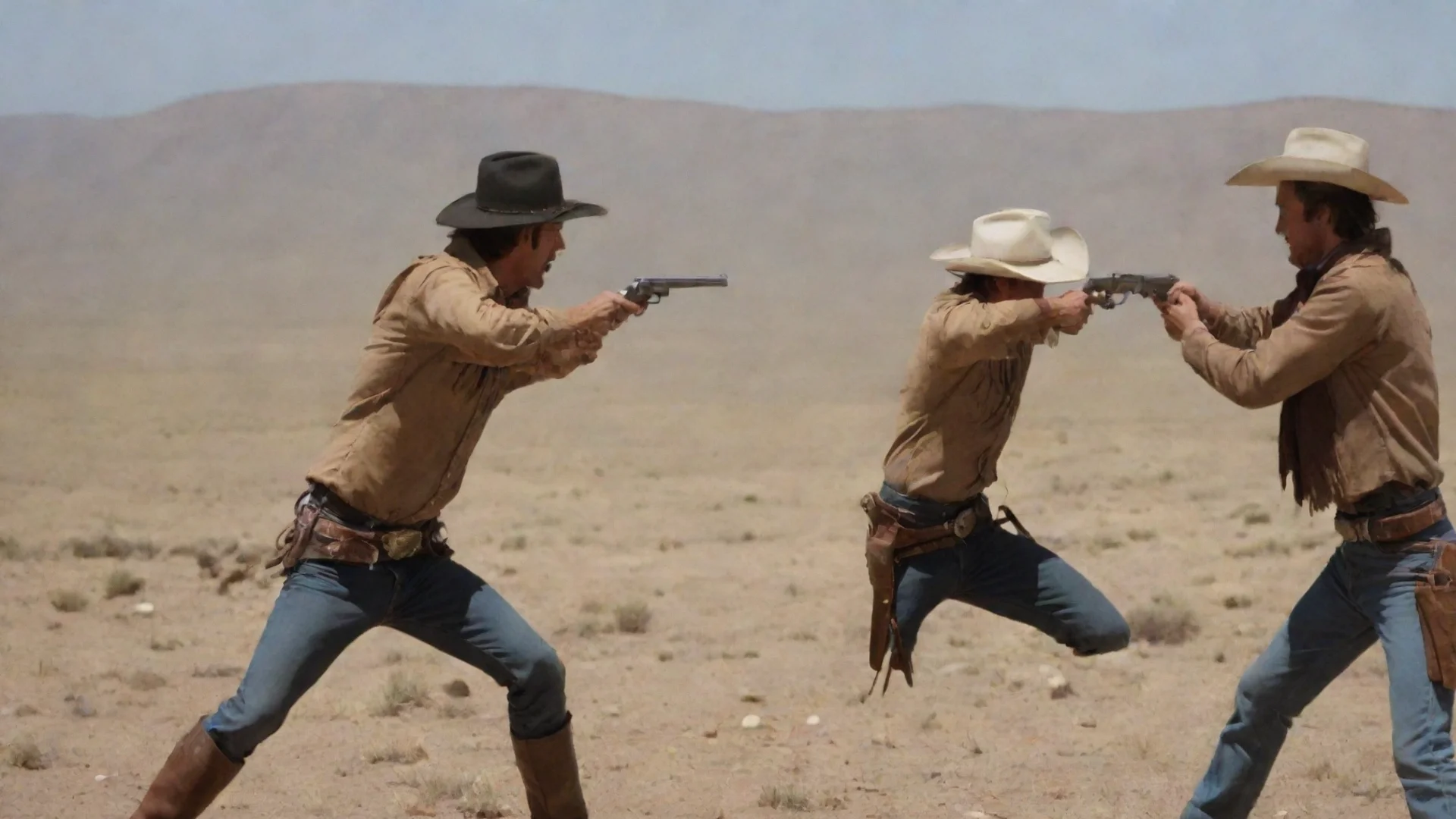 amazing two cowboys having a gun duel awesome portrait 2 wide