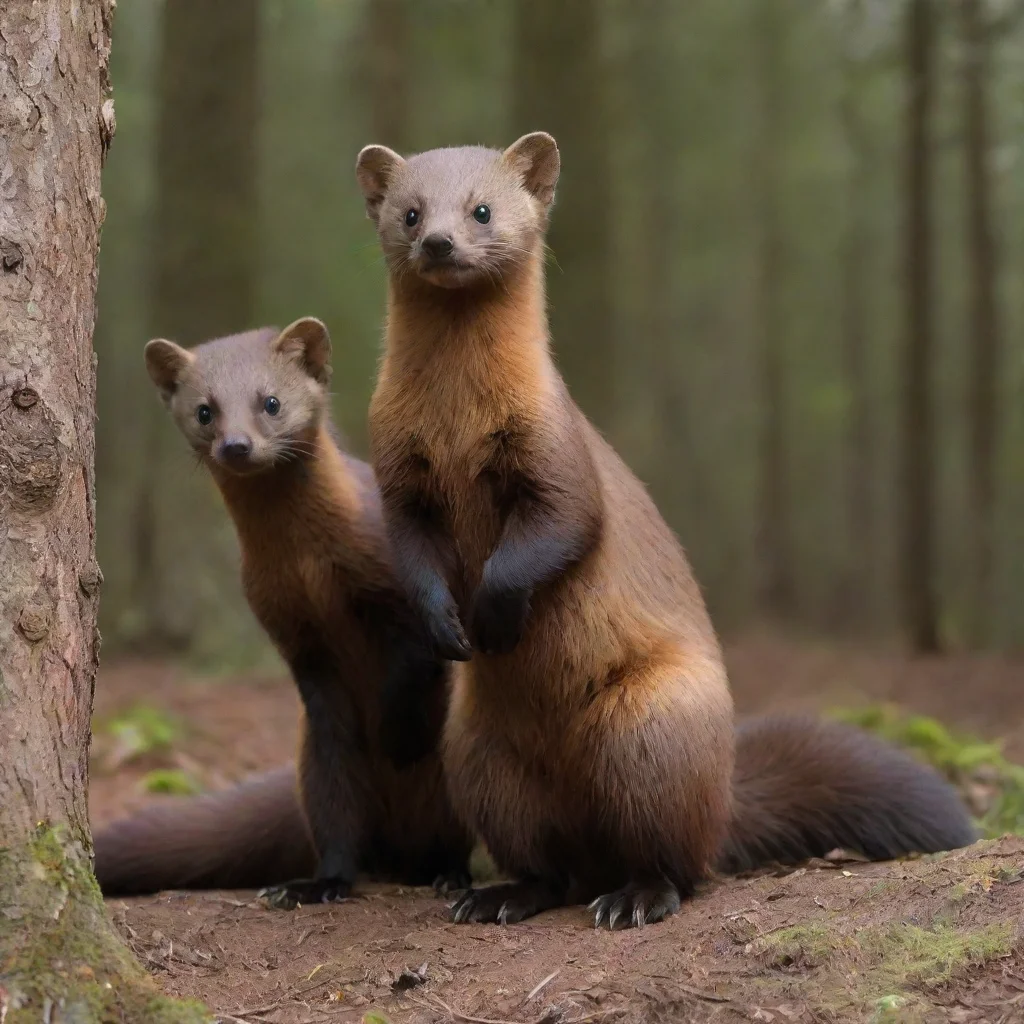 aiamazing two giant pine martens standing together awesome portrait 2