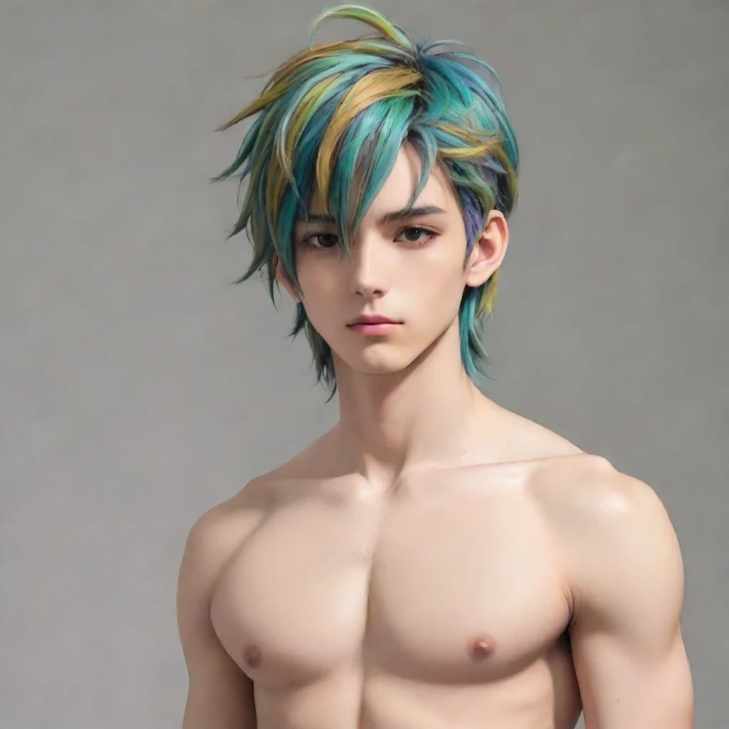 aiamazing un hombre desnudo con cabello de color acua estilo anime awesome portrait 2