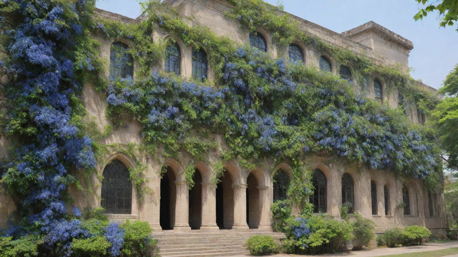amazing university main building sapphire blossoming vine awesome portrait 2 wide